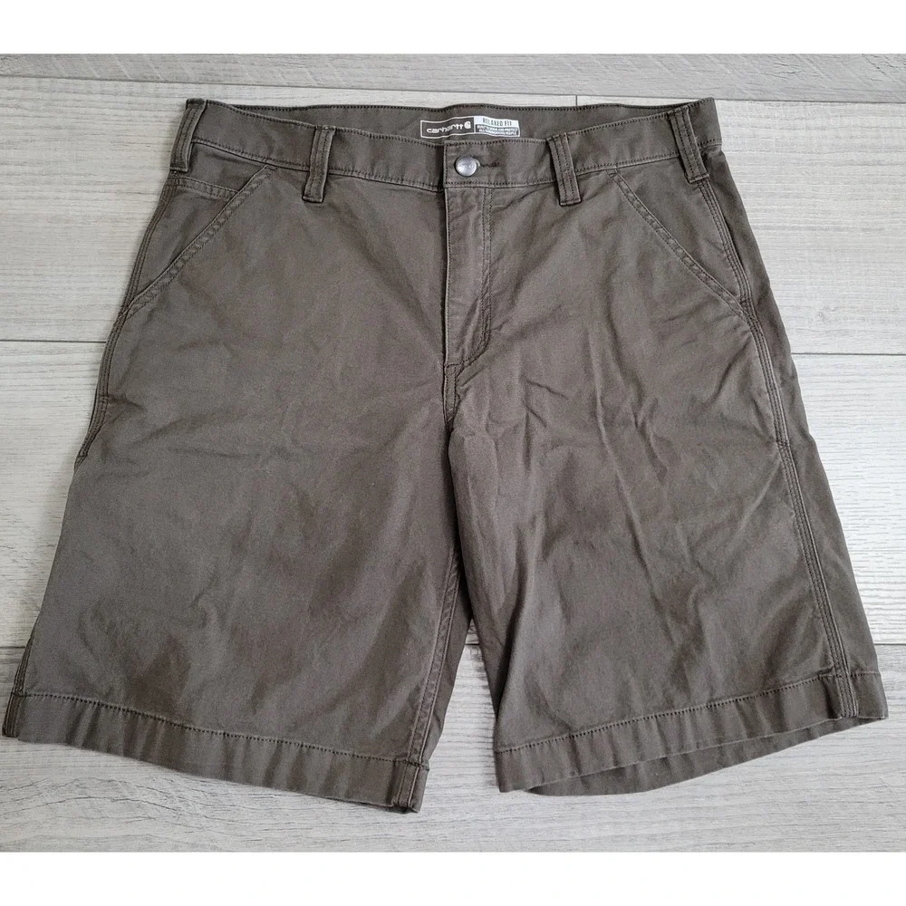 Carhartt Shorts Men 34 (36x10) Relaxed Fit Olive Green Canvas Workwear NWOT